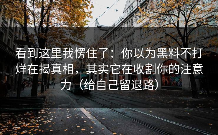 看到这里我愣住了：你以为黑料不打烊在揭真相，其实它在收割你的注意力（给自己留退路）