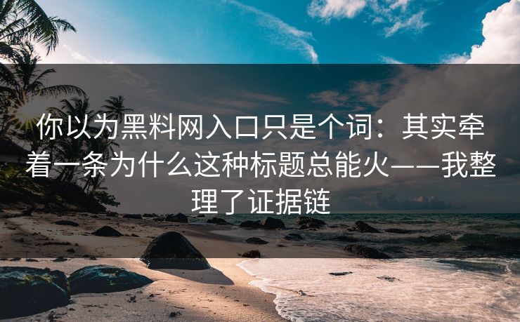 你以为黑料网入口只是个词：其实牵着一条为什么这种标题总能火——我整理了证据链