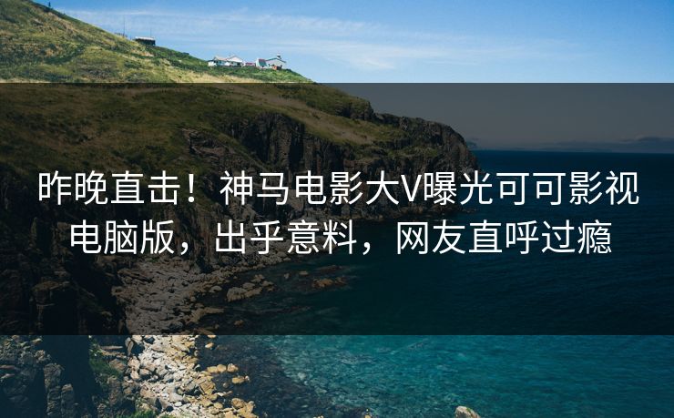 昨晚直击！神马电影大V曝光可可影视电脑版，出乎意料，网友直呼过瘾