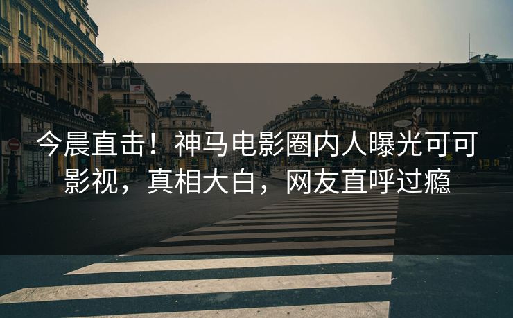 今晨直击！神马电影圈内人曝光可可影视，真相大白，网友直呼过瘾