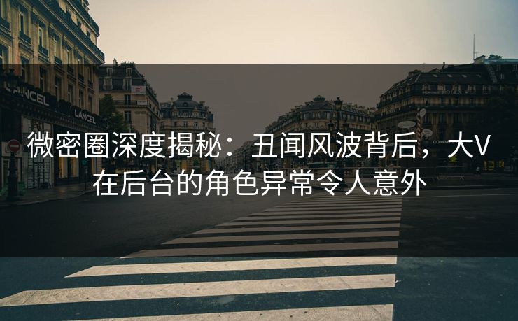 微密圈深度揭秘：丑闻风波背后，大V在后台的角色异常令人意外